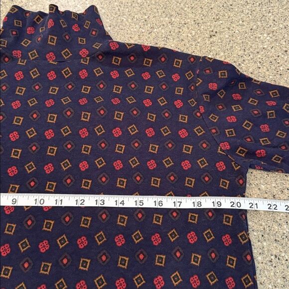 LANDS' END Vintage 80s/90s Geometric Print Mock Neck Midi Dress Made In USA - Picture 6 of 8